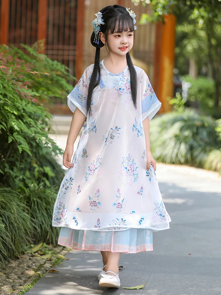 Chinese Traditional Folk Cheongsam Dress Girls Dance Wear Children Fairy Costume Hanfu Dresses Set Kids Party Perform Clothing
Chinese Traditional Folk Cheongsam Dress Girls Dance Wear Children Fairy Costume Hanfu Dresses Set Kids Party Perform Clothing