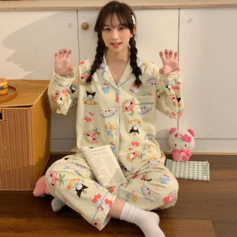 Женские пижамные комплекты для сна, кавайные студенческие осенние легкие брюки с длинными рукавами, домашняя одежда для общежития
Женские пижамные комплекты для сна, кавайные студенческие осенние легкие брюки с длинными рукавами, домашняя одежда для общежития