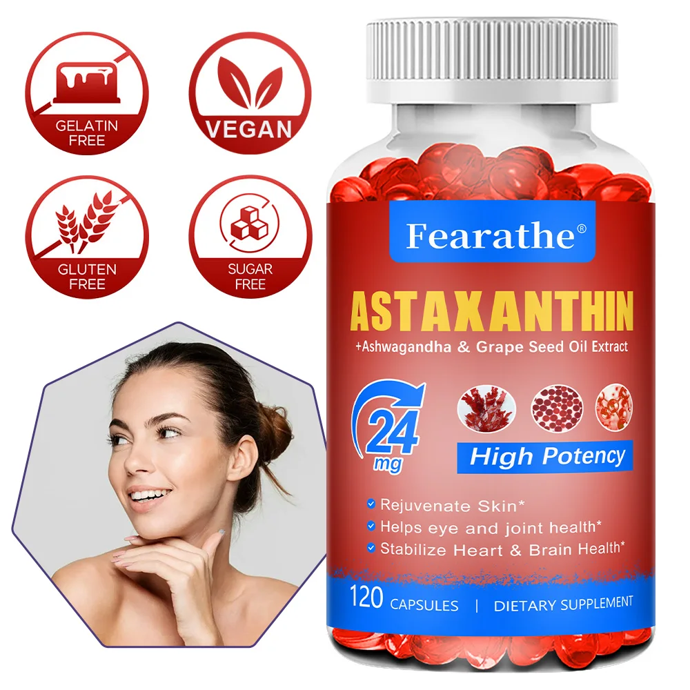 Astaxanthin Supplement with Grapeseed Oil, Ashwagandha - Antioxidant, Skin, Eye Health, Anti-Aging - Non-GMO, Gluten Free
Astaxanthin Supplement with Grapeseed Oil, Ashwagandha - Antioxidant, Skin, Eye Health, Anti-Aging - Non-GMO, Gluten Free