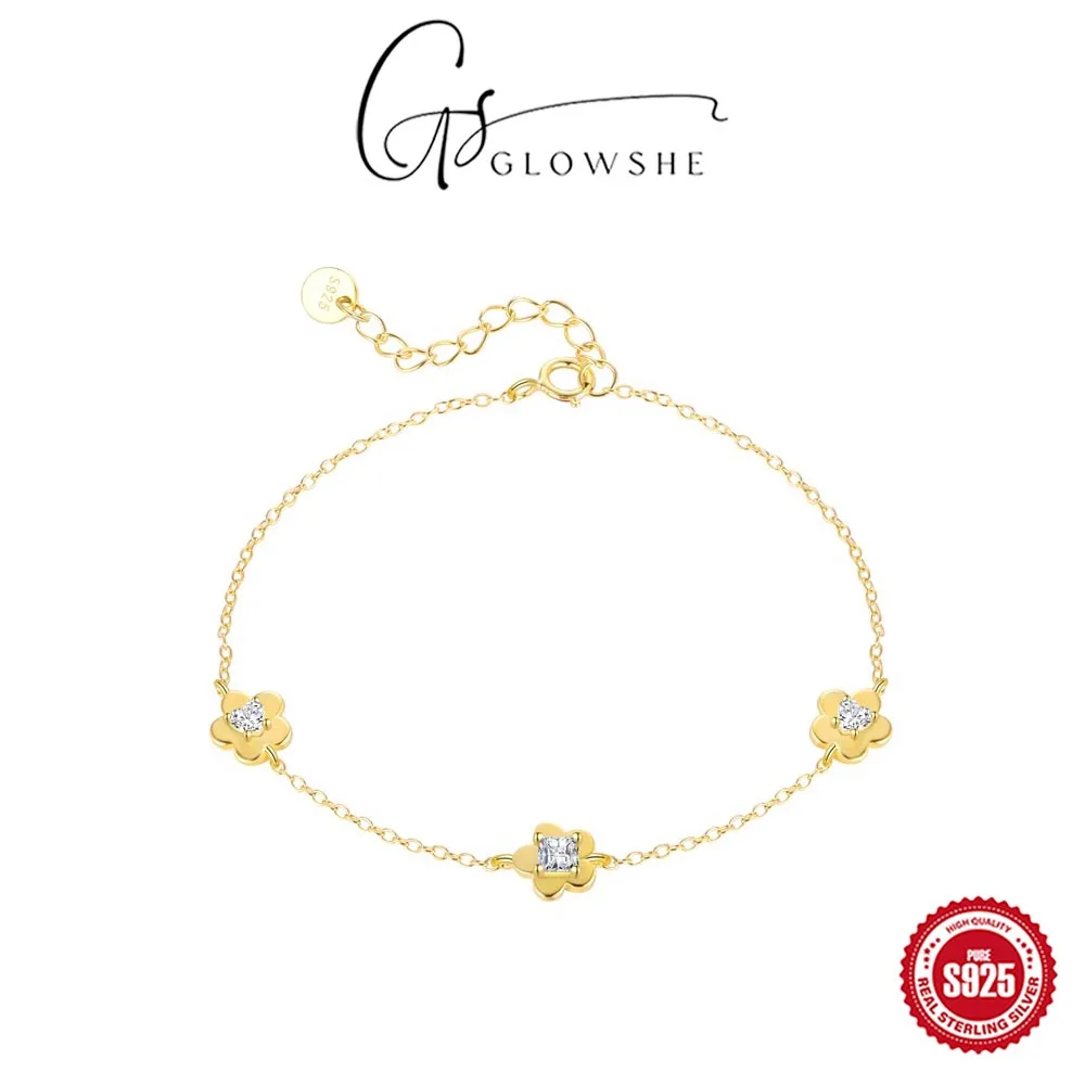 Glowshe 925 Sterling Silver Zircon Flower Star Moon Bracelet Women's Elegant High Quality Fine Jewelry Birthday Party Gift
Glowshe 925 Sterling Silver Zircon Flower Star Moon Bracelet Women's Elegant High Quality Fine Jewelry Birthday Party Gift