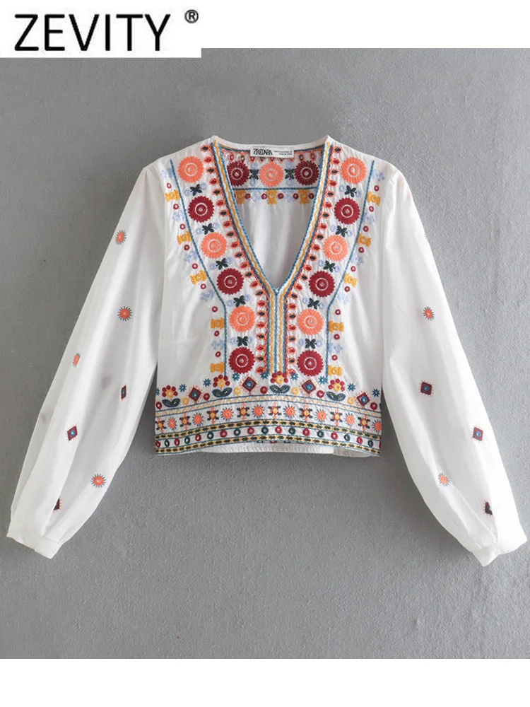 Zevity Women V Neck Contrast Color Floral Embroidery Casual Smock Blouse Femme Nationa Style Shirt Chic Kimono BlusasTops LS1776
Zevity Women V Neck Contrast Color Floral Embroidery Casual Smock Blouse Femme Nationa Style Shirt Chic Kimono BlusasTops LS1776