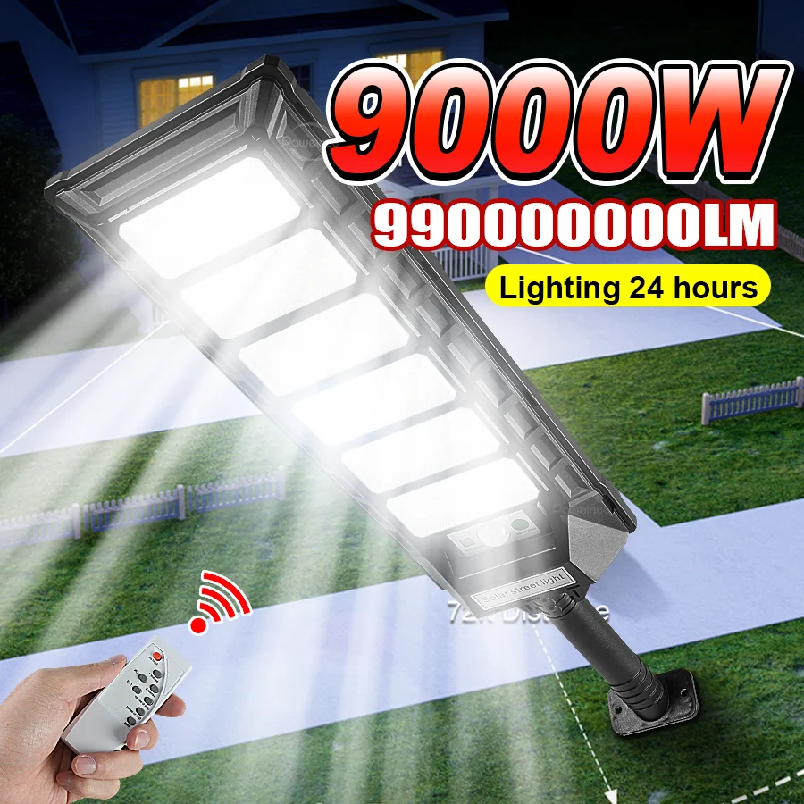 Солнечные светодиодные светильники 9000 Вт/3000 Вт/1000 Вт для улицы с датчиком движения, водонепроницаемые, с дистанционным управлением, для сада, двора, улицы
Солнечные светодиодные светильники 9000 Вт/3000 Вт/1000 Вт для улицы с датчиком движения, водонепроницаемые, с дистанционным управлением, для сада, двора, улицы