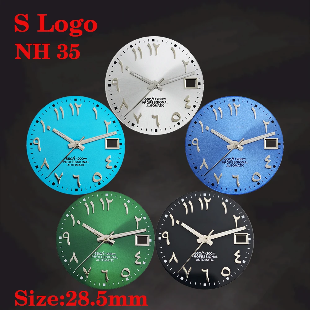 Blue Dial Watch 28.5mm with S Logo Arabic Numerals NH35 Movement Watch Dial Suitable for NH35 NH36 Movement Watch Dial Accessori
Blue Dial Watch 28.5mm with S Logo Arabic Numerals NH35 Movement Watch Dial Suitable for NH35 NH36 Movement Watch Dial Accessori