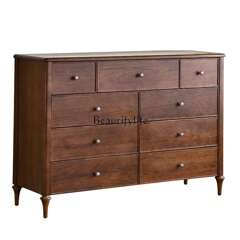 French retro solid wood chest, bedroom storage, simple modern bedside cabinet
French retro solid wood chest, bedroom storage, simple modern bedside cabinet