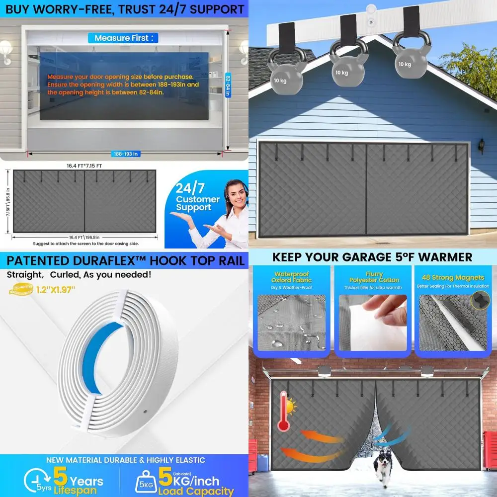 Garage Door Insulation Kit - Magnetic Thermal Curtain, Weatherproof, 16x7 Feet
Garage Door Insulation Kit - Magnetic Thermal Curtain, Weatherproof, 16x7 Feet