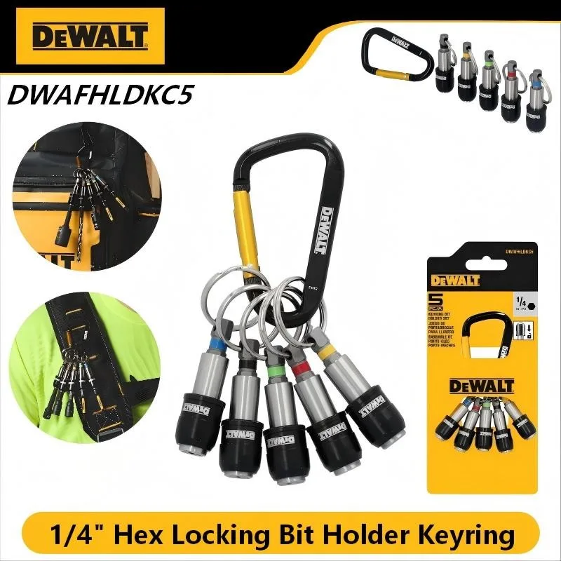DEWALT DWAFHLDKC5 1/4" Hex Shank Locking Bit Holder Set Keyring for Drill Driver Screwdriver Bits
DEWALT DWAFHLDKC5 1/4" Hex Shank Locking Bit Holder Set Keyring for Drill Driver Screwdriver Bits