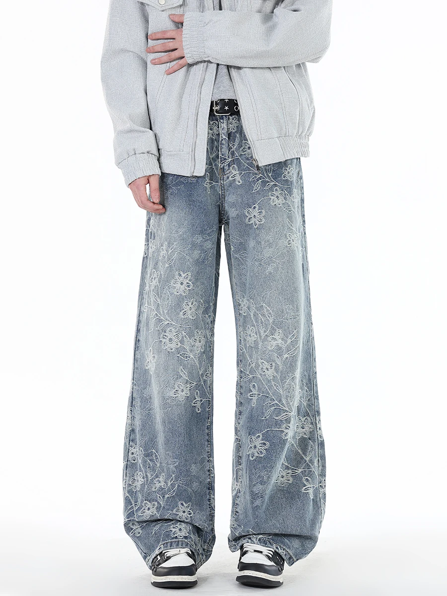 Мужские джинсы с тяжелой вышивкой и цветочным принтом, средняя посадка, широкие прямые штанины, повседневные брюки для осеннего сезона
Мужские джинсы с тяжелой вышивкой и цветочным принтом, средняя посадка, широкие прямые штанины, повседневные брюки для осеннего сезона
