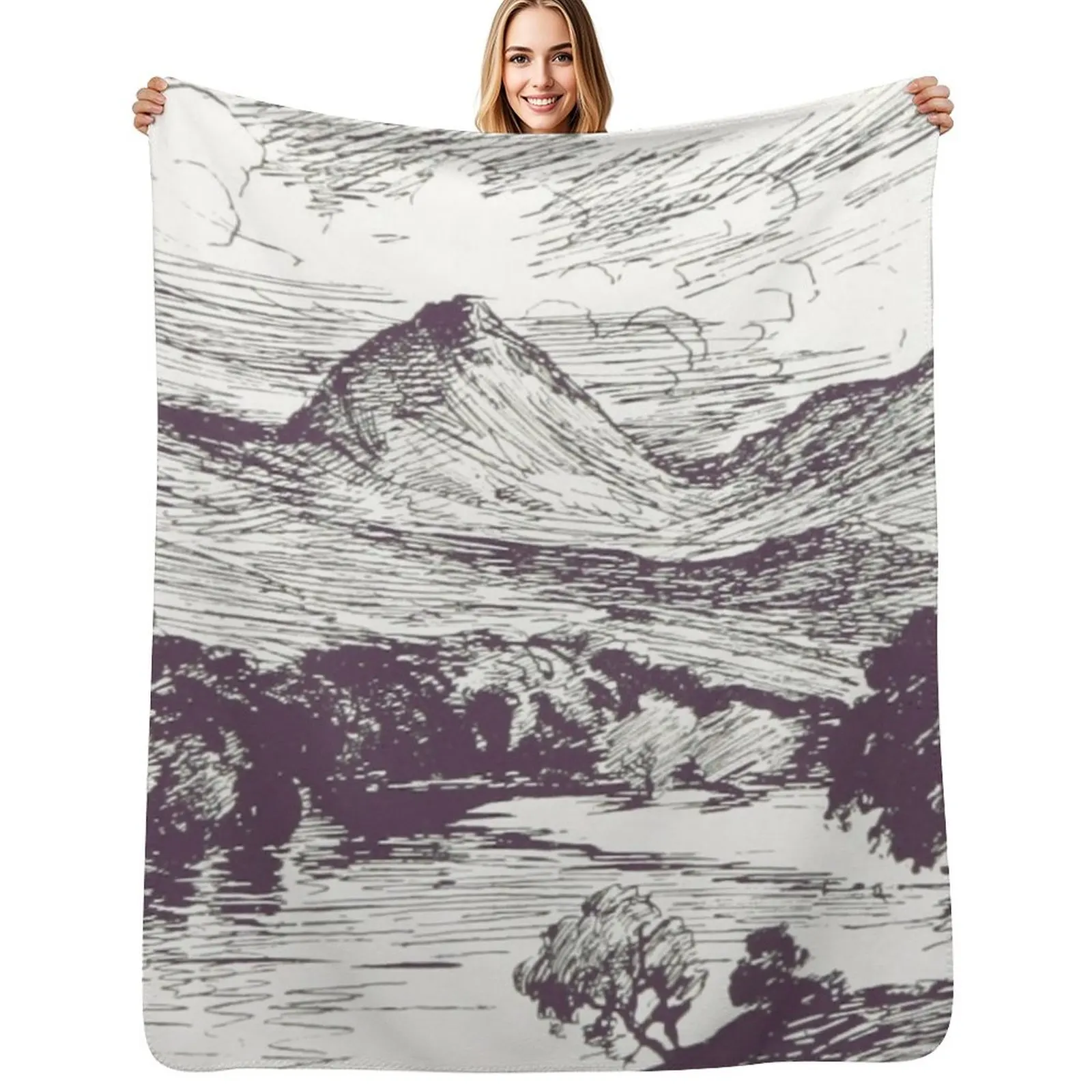 The Eildon Hills from the River Tweed Illustration by Owen Bowen 1896 Throw Blanket Cozy Sofa Blanket for TV Watching Napping
The Eildon Hills from the River Tweed Illustration by Owen Bowen 1896 Throw Blanket Cozy Sofa Blanket for TV Watching Napping