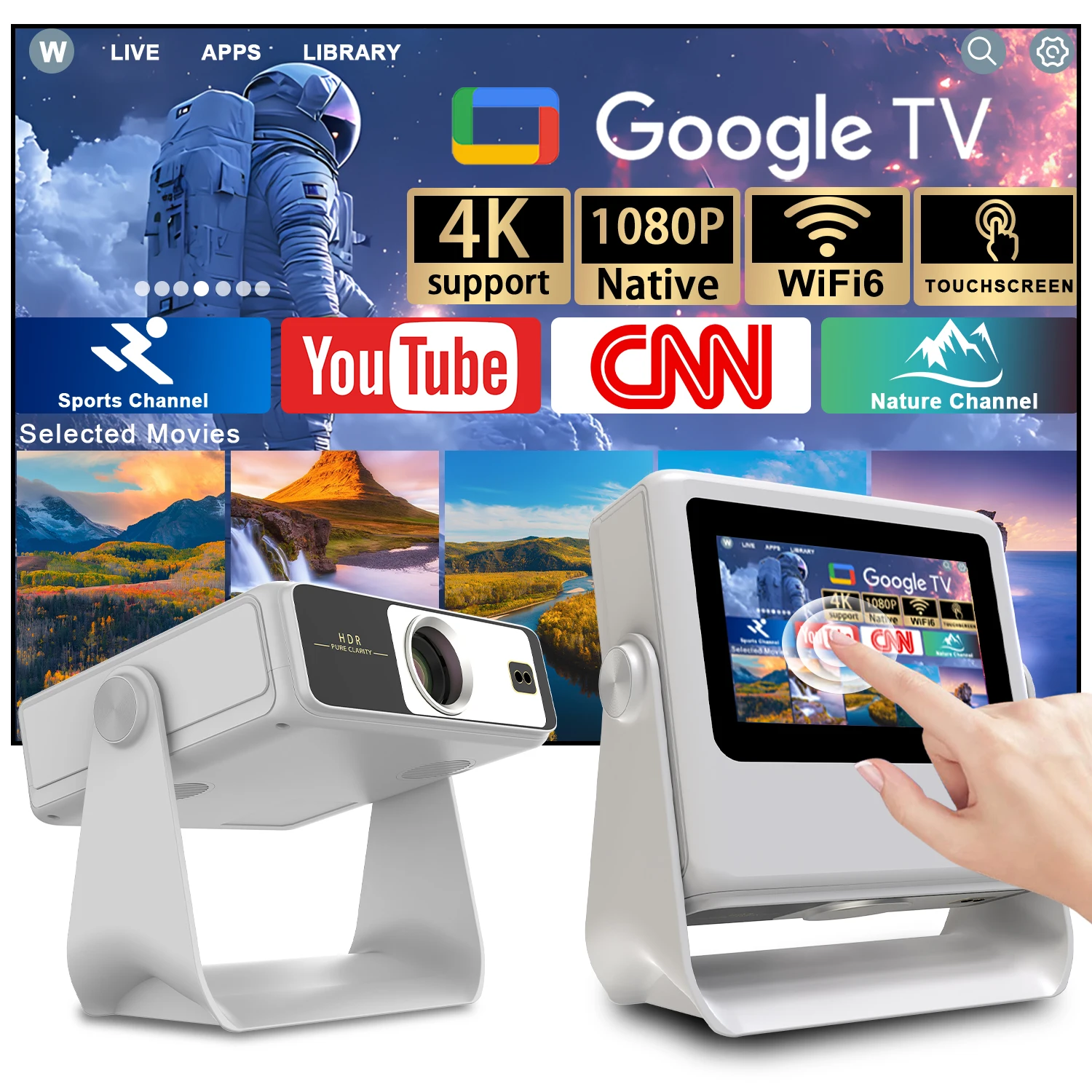 7" Smart Projector Android 12 1080P 4K Auto Focus 180° Rotation WiFi BT Phone Sync HDMI USB Home Theater Gift
7" Smart Projector Android 12 1080P 4K Auto Focus 180° Rotation WiFi BT Phone Sync HDMI USB Home Theater Gift