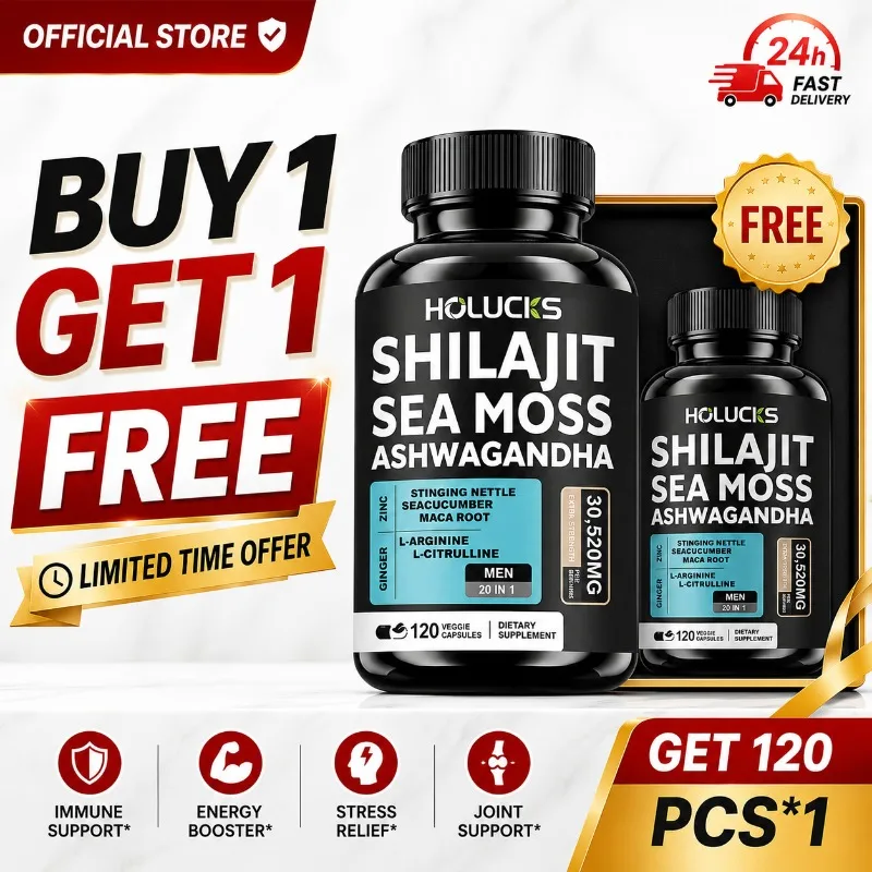 Holucks Men's Shilajit & Sea Moss Capsules, with Ashwagandha & Maca, Support Vitality, Focus, Sport & Overall Wellness
Holucks Men's Shilajit & Sea Moss Capsules, with Ashwagandha & Maca, Support Vitality, Focus, Sport & Overall Wellness