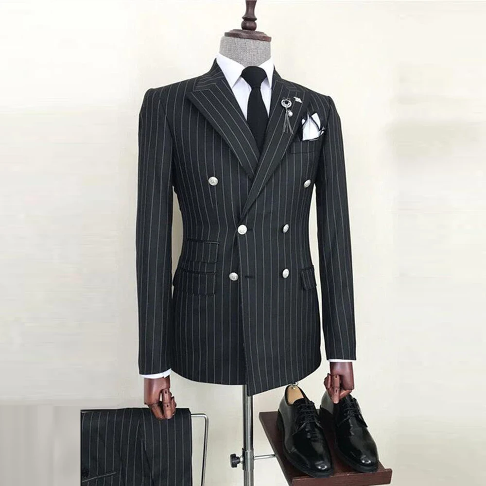 Elegant Vertical Striped Suit Men Double Breasted Jacket Pants 2 Pieces Sets Man Business Party Outfits Customized Ropa Hombre
Elegant Vertical Striped Suit Men Double Breasted Jacket Pants 2 Pieces Sets Man Business Party Outfits Customized Ropa Hombre