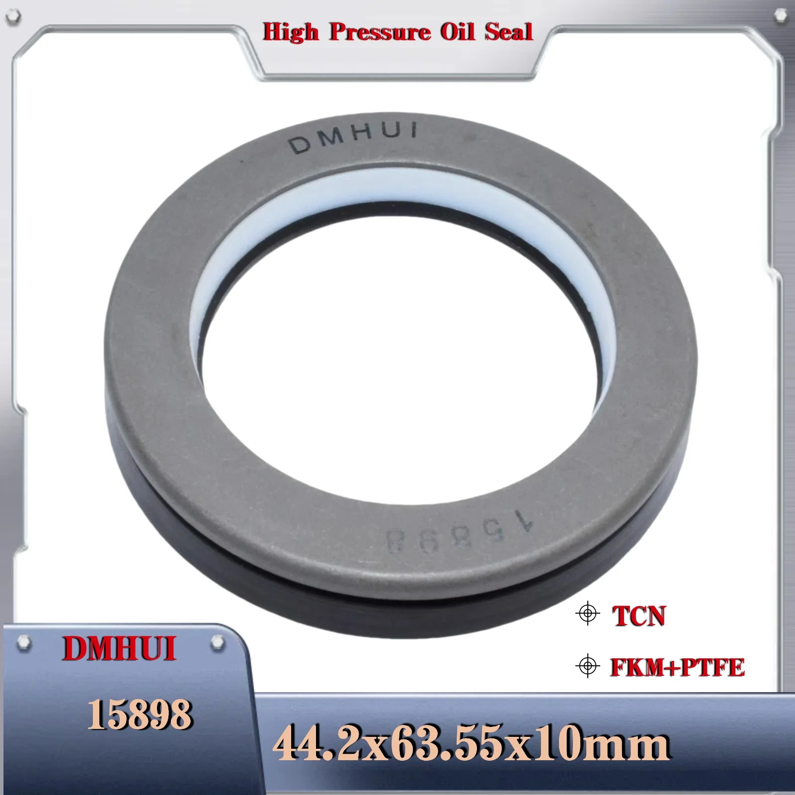 DMHUI High Pressure Oil Seal Model 44.2-63.55-10 Or 44.2×63.55×10 /FKM+PTFE,15898 Used In Hydraulic Pump/Motor Rotary Shaft Seal
DMHUI High Pressure Oil Seal Model 44.2-63.55-10 Or 44.2×63.55×10 /FKM+PTFE,15898 Used In Hydraulic Pump/Motor Rotary Shaft Seal