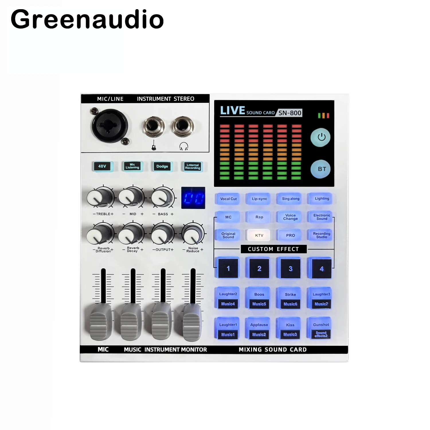 GAX-SN800 Digital Audio Mixer Recording Sound Card with OTG 48V Blueteeth Function for Small Performances and Live Broadcasts
GAX-SN800 Digital Audio Mixer Recording Sound Card with OTG 48V Blueteeth Function for Small Performances and Live Broadcasts