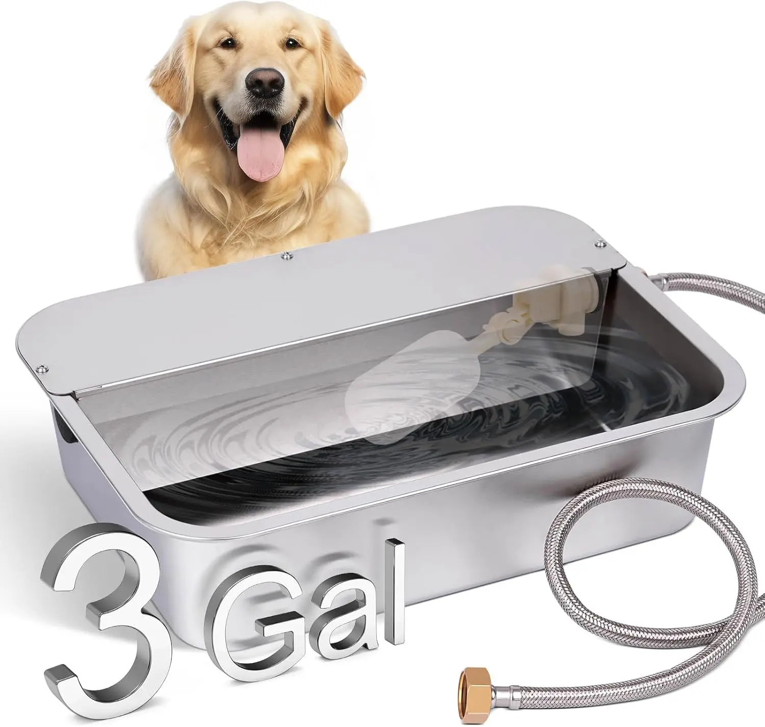 3 Gallon Automatic Dog Water Dispenser, Stainless Steel Self-Filling Bowl for Large Dogs, Cats, Livestock
3 Gallon Automatic Dog Water Dispenser, Stainless Steel Self-Filling Bowl for Large Dogs, Cats, Livestock