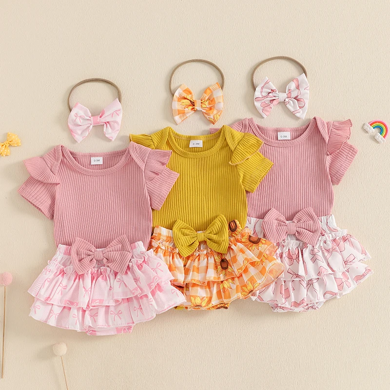 Baby Girl Summer Outfits Solid Color Crew Neck Short Sleeve Romper Bow/Sunflower Print Shorts Headband 3Pcs Clothes Set
Baby Girl Summer Outfits Solid Color Crew Neck Short Sleeve Romper Bow/Sunflower Print Shorts Headband 3Pcs Clothes Set
