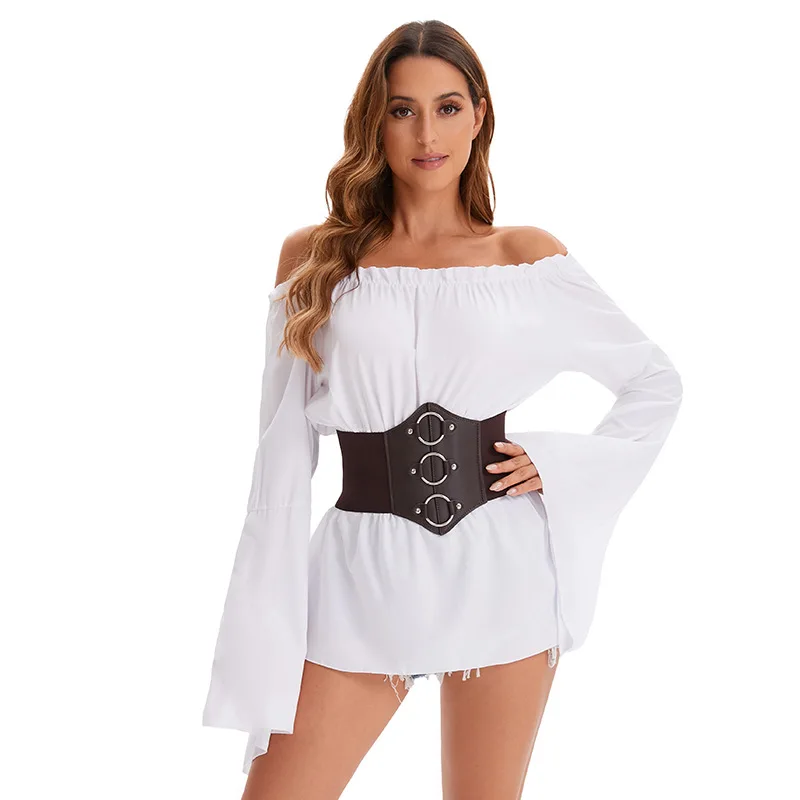 Women's Shirt Skirt Medieval Renaissance Shirt Long Sleeved Blouse Tunic Halloween Costume Corset Pirate Blouse Lady Black White
Women's Shirt Skirt Medieval Renaissance Shirt Long Sleeved Blouse Tunic Halloween Costume Corset Pirate Blouse Lady Black White