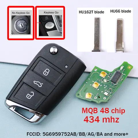 5G6959752AB/BB/AG 434MHz MQB48 Chip Car Key Fob Remote for Volkswagen VW Golf 7 MK7 Tiguan Touran Polo for Skoda Octavia A7 Seat