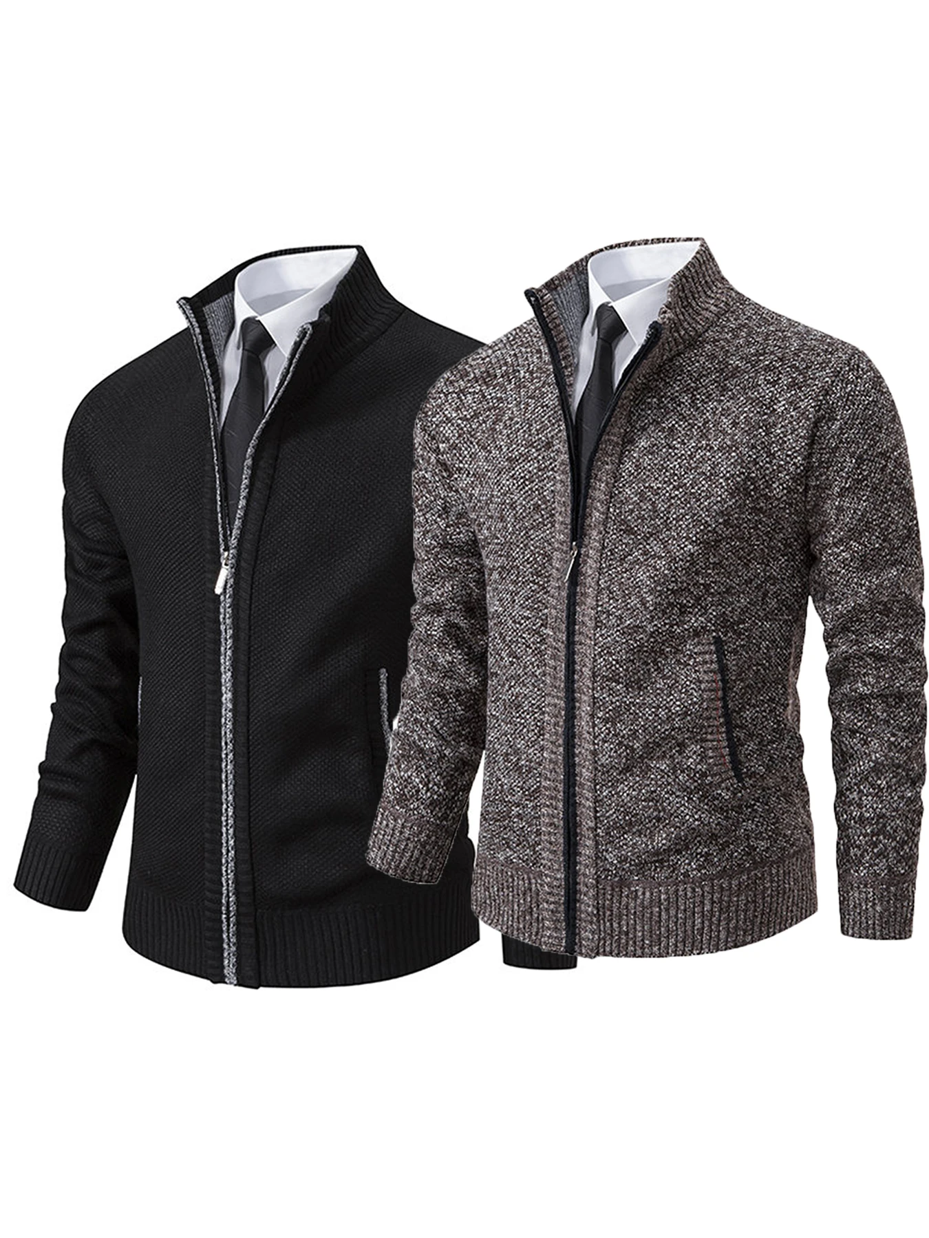 2-Pack Men's Stand Collar Zip-Up Knit Cardigans, Soft Slim Fit Thick Warm, Business Casual Sweater Jackets for Fall Winter
2-Pack Men's Stand Collar Zip-Up Knit Cardigans, Soft Slim Fit Thick Warm, Business Casual Sweater Jackets for Fall Winter