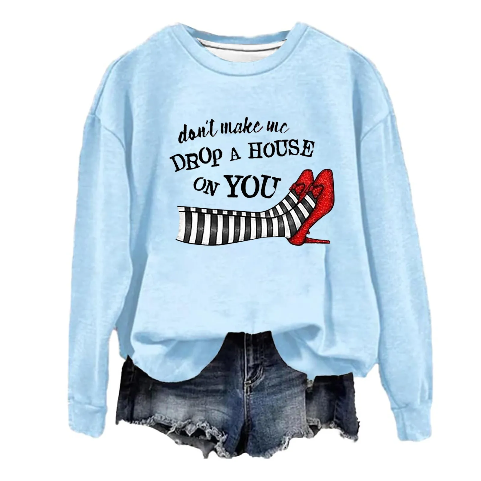 Daily Home Outdoor Ladies Streetwear Long Sleeve O Neck Pullover Top Halloween Letter Printed Women's Hoodless Sweatshirt
Daily Home Outdoor Ladies Streetwear Long Sleeve O Neck Pullover Top Halloween Letter Printed Women's Hoodless Sweatshirt
