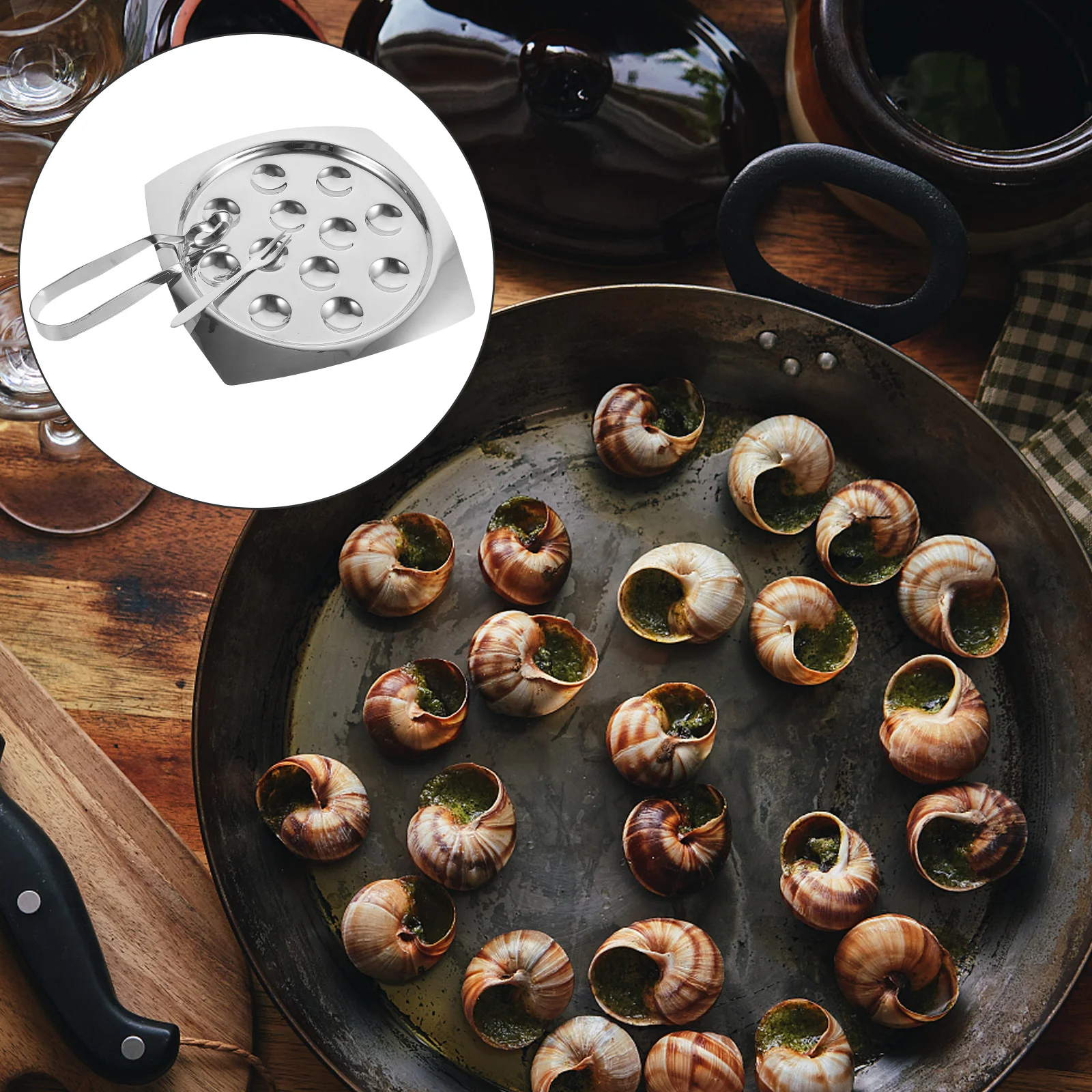 1 set Stainless Steel Snail Plate Set Large Square Baking Pan Escargot Tray Kitchen Supplies Shellfish Oyster Dish High 
1 set Stainless Steel Snail Plate Set Large Square Baking Pan Escargot Tray Kitchen Supplies Shellfish Oyster Dish High