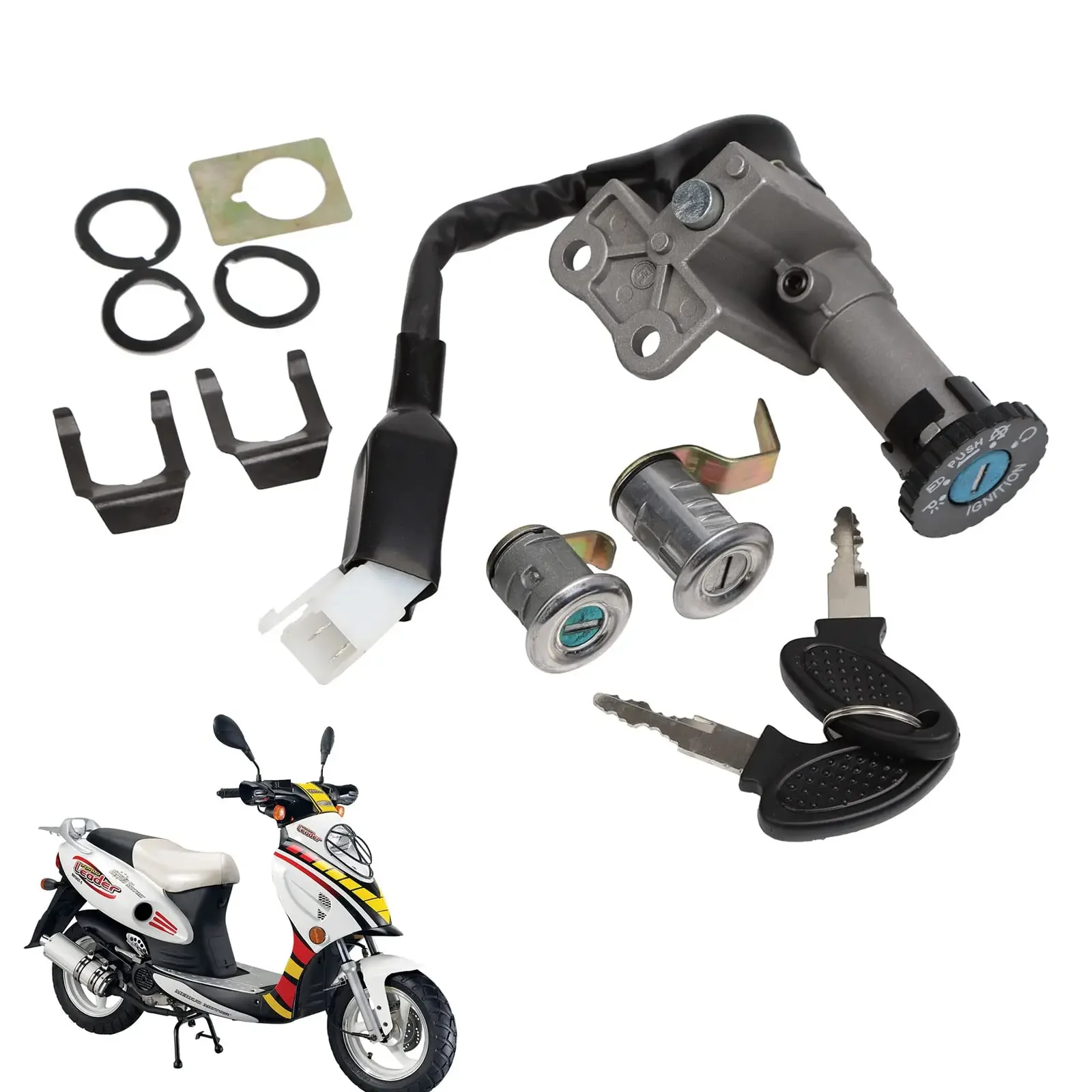 GY6 50cc 150cc Scooter Ignition Switch Key Lock Set for Motorcycle Moped Roketa Tank Peace
GY6 50cc 150cc Scooter Ignition Switch Key Lock Set for Motorcycle Moped Roketa Tank Peace