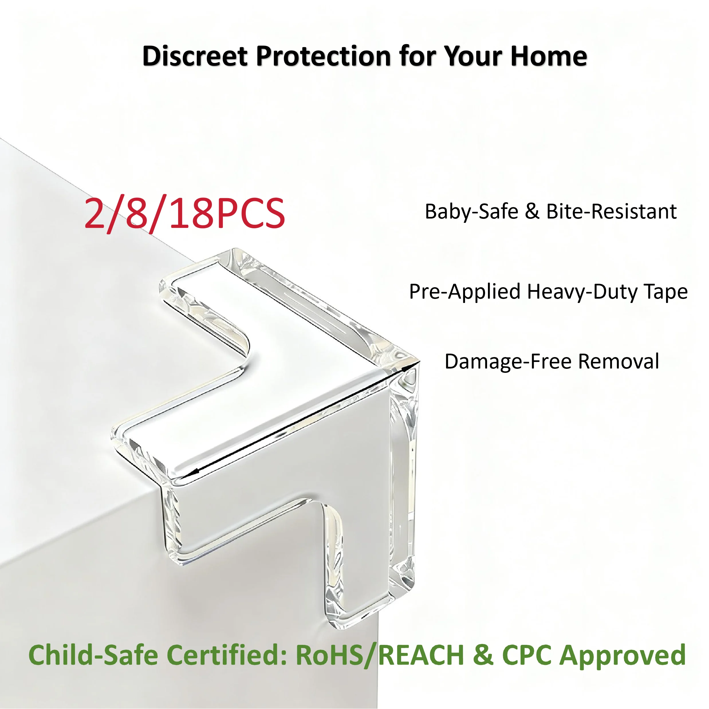 2/8/18Pcs T-shaped Self-adhesive PVC Corner Guards, Transparent Bumpers for Baby, Furniture, Table & Cabinet Edges
2/8/18Pcs T-shaped Self-adhesive PVC Corner Guards, Transparent Bumpers for Baby, Furniture, Table & Cabinet Edges