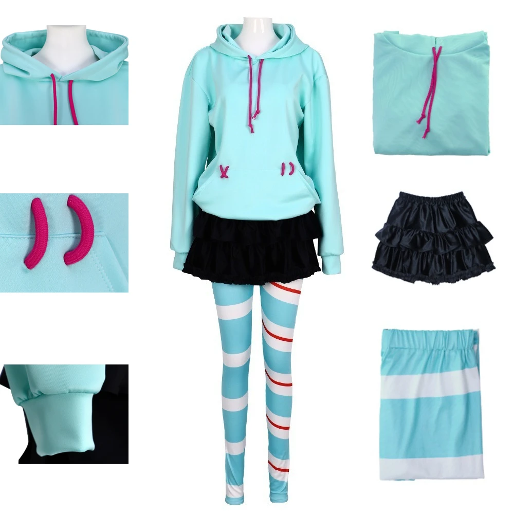Anime Movie Cospaly Vanellope Von Schweetz Cosplay Costume Hoodie Skirt Uniform Comic Con Halloween Costumes for Women
Anime Movie Cospaly Vanellope Von Schweetz Cosplay Costume Hoodie Skirt Uniform Comic Con Halloween Costumes for Women