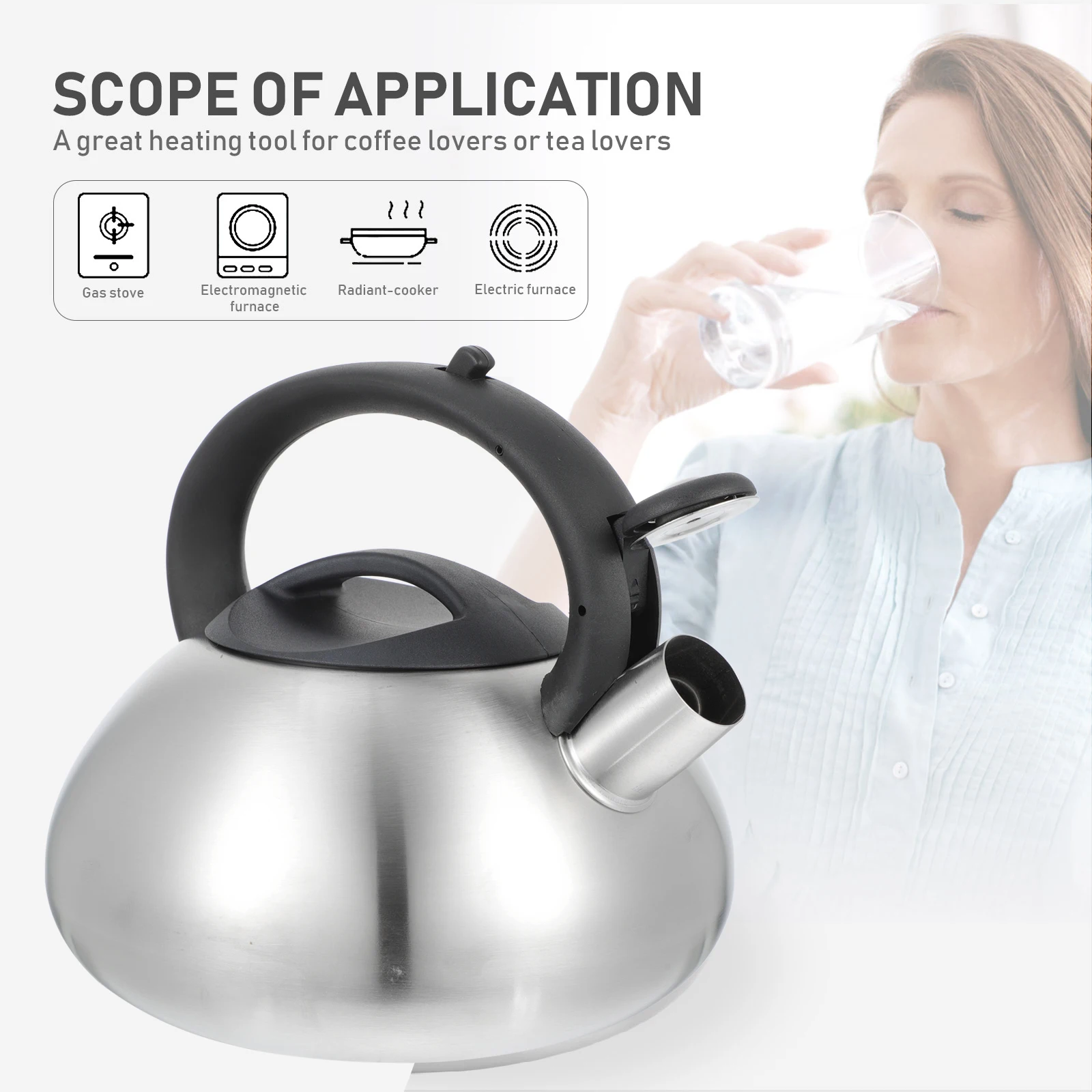 Whistling Teakettle Stainless Steel Water Kettle Large Capacity Boiling Silver Heating Kitchen Tool for Home Gas Stove Induction
Whistling Teakettle Stainless Steel Water Kettle Large Capacity Boiling Silver Heating Kitchen Tool for Home Gas Stove Induction