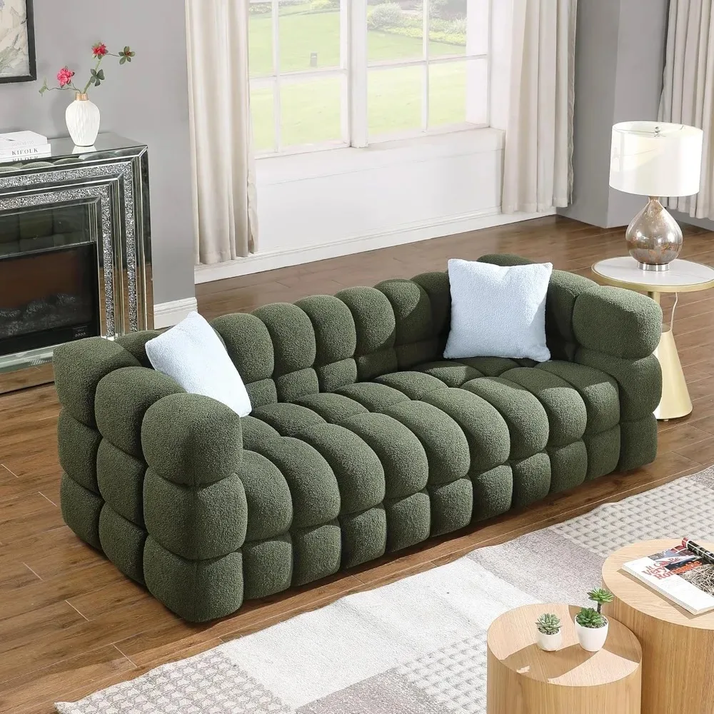3 Seater Sofa Couch, Cloud Couch, Modern Marshmallow Boucle Fabric Couches Legs Upholstered Tufted 3 Seater Sofa with 2 Pillows
3 Seater Sofa Couch, Cloud Couch, Modern Marshmallow Boucle Fabric Couches Legs Upholstered Tufted 3 Seater Sofa with 2 Pillows