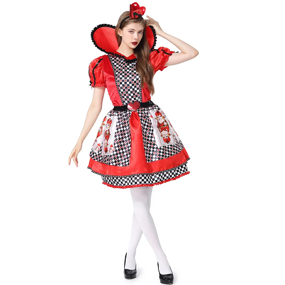 Woman Poker Red Queen Cosplay Female Halloween Pompon Skirt Alice Costumes Carnival Purim Stage Role Play Show Bar Party Dress
Woman Poker Red Queen Cosplay Female Halloween Pompon Skirt Alice Costumes Carnival Purim Stage Role Play Show Bar Party Dress