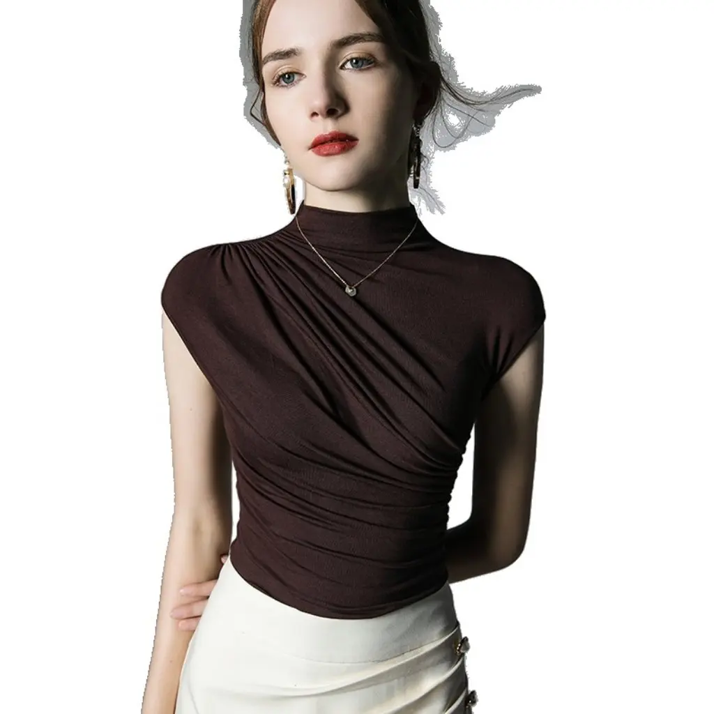 Women's Slim Fit Base Shirt Autumn New Solid Color Pleated Semi-high Collar T-shirt for Office And Casual Wear
Women's Slim Fit Base Shirt Autumn New Solid Color Pleated Semi-high Collar T-shirt for Office And Casual Wear