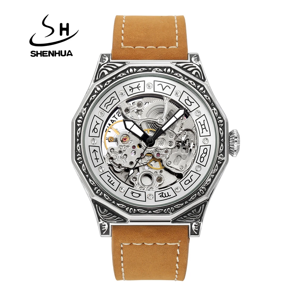 SHENHUA Luxury Brand Men Sports Wristwatch Retro Carving Automatic Mechanical Watch Waterproof Skeleton Watch
SHENHUA Luxury Brand Men Sports Wristwatch Retro Carving Automatic Mechanical Watch Waterproof Skeleton Watch
