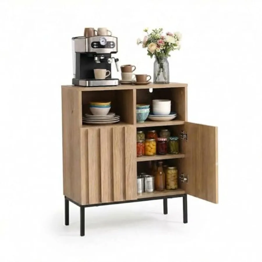 Farmhouse Buffet Cabinet with Storage Sideboard Cabinet with 2 Fluted Doors Adjustable Shelf and Metal Legs Wood Coffee Bar Tab
Farmhouse Buffet Cabinet with Storage Sideboard Cabinet with 2 Fluted Doors Adjustable Shelf and Metal Legs Wood Coffee Bar Tab
