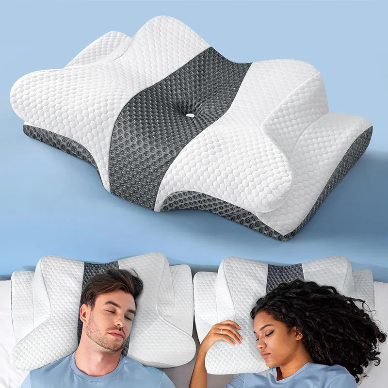 Ergonomic Memory Foam Cervical Pillow contour design relieves neck pain provides full support for side back and stomach sleepers
Ergonomic Memory Foam Cervical Pillow contour design relieves neck pain provides full support for side back and stomach sleepers