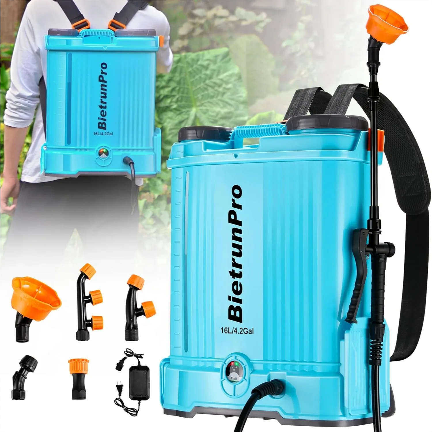 4 Gallon Electric Backpack Sprayer with Mixer, 0-100 PSI Adjustable, 8000mAh Battery Continuous Spraying 34 Tanks, 5 Nozzles
4 Gallon Electric Backpack Sprayer with Mixer, 0-100 PSI Adjustable, 8000mAh Battery Continuous Spraying 34 Tanks, 5 Nozzles