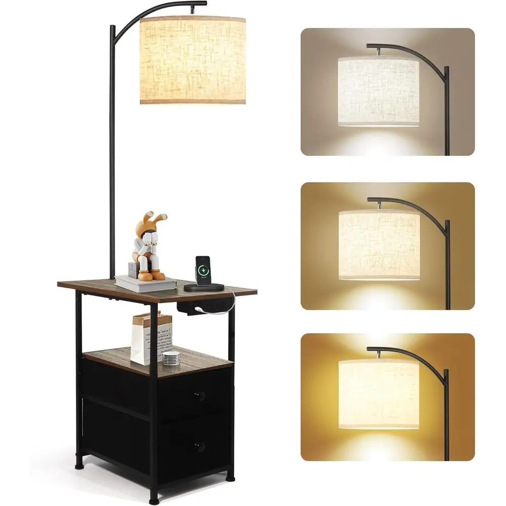 Vintage Grey Living Room Side Table with USB, Type-C, AC Charging and 3-Color Reading Light
Vintage Grey Living Room Side Table with USB, Type-C, AC Charging and 3-Color Reading Light