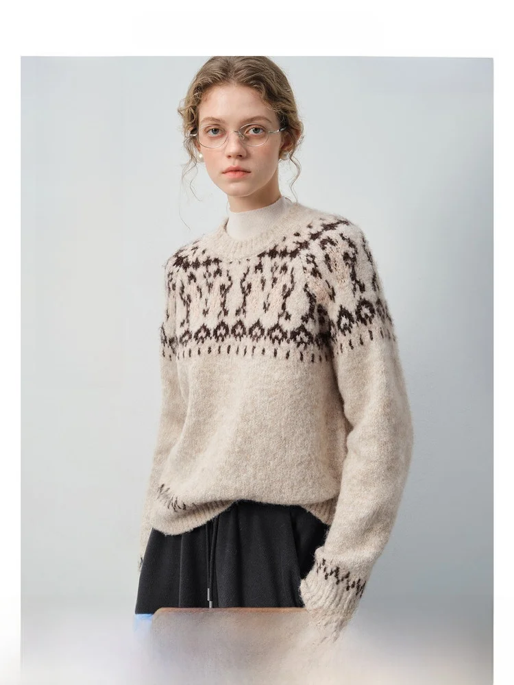Retro Nordic Women's Wool Sweater VEGA CHANG Miu Series Beautiful Unique Winter Knitted Top Straight Cut Long Sve round Ne
Retro Nordic Women's Wool Sweater VEGA CHANG Miu Series Beautiful Unique Winter Knitted Top Straight Cut Long Sve round Ne