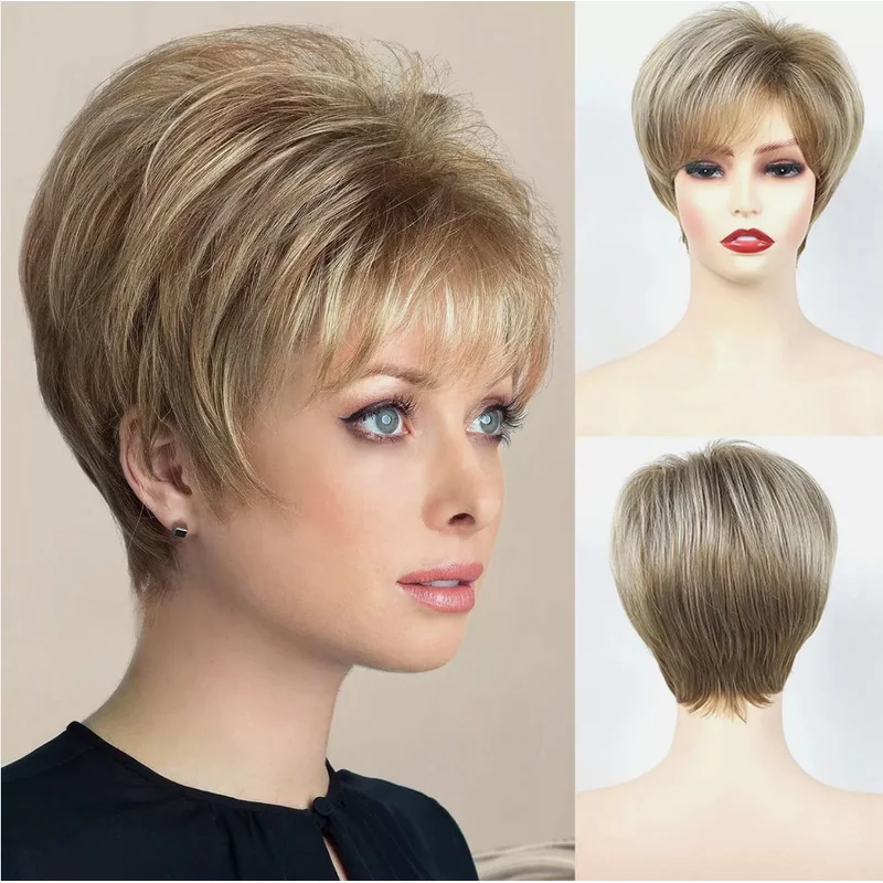 Короткий синтетический коричневый блондин с стрижкой пикси для женщин, повседневный парик для вечеринок
Короткий синтетический коричневый блондин с стрижкой пикси для женщин, повседневный парик для вечеринок