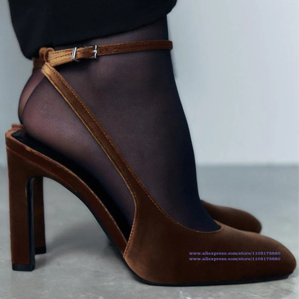Brown Suede Pointed Toe Slingback Pumps Block Heel Ankle Strap Shoes for Women Designer Party Shoes Sandalias De Mujer Verano
Brown Suede Pointed Toe Slingback Pumps Block Heel Ankle Strap Shoes for Women Designer Party Shoes Sandalias De Mujer Verano