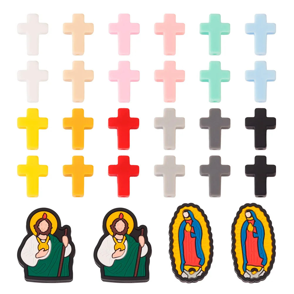 Cross Religion Silicone Beads Rose Flower Jesus Rubber Focal Bead DIY Beadable Jewelry Making Keychain Necklace Lanyard Supplies
Cross Religion Silicone Beads Rose Flower Jesus Rubber Focal Bead DIY Beadable Jewelry Making Keychain Necklace Lanyard Supplies