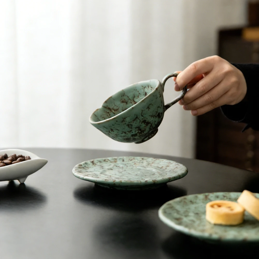 Green Moss Glazed Iridescent Coffee Cup Set Household Ceramic Creative Cup for Afternoon Tea Latte Breakfast Milk Cup and Saucer
Green Moss Glazed Iridescent Coffee Cup Set Household Ceramic Creative Cup for Afternoon Tea Latte Breakfast Milk Cup and Saucer