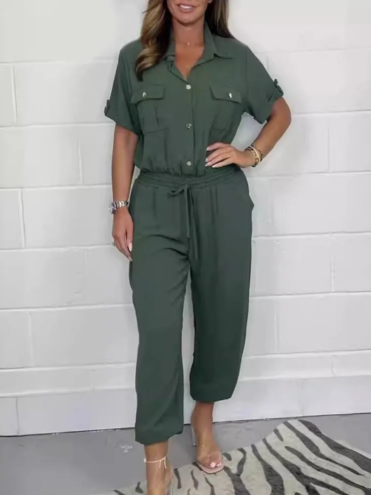 Lemongor Women's Cotton Blend Solid Color Cargo Jumpsuits 2026 New Short Sleeves Pockets Elastic Waist Casual Office Romper
Lemongor Women's Cotton Blend Solid Color Cargo Jumpsuits 2026 New Short Sleeves Pockets Elastic Waist Casual Office Romper