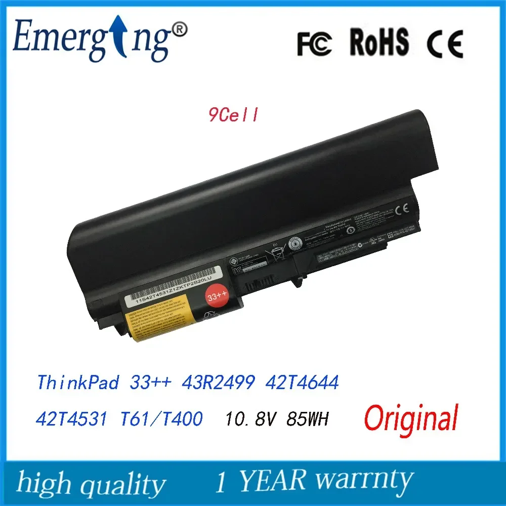 9Cells 85Wh New Original Laptop Battery for lenovo IBM Thinkpad T61 R400 R61 R61i T400 43R2499 42T4644 42T4531
9Cells 85Wh New Original Laptop Battery for lenovo IBM Thinkpad T61 R400 R61 R61i T400 43R2499 42T4644 42T4531