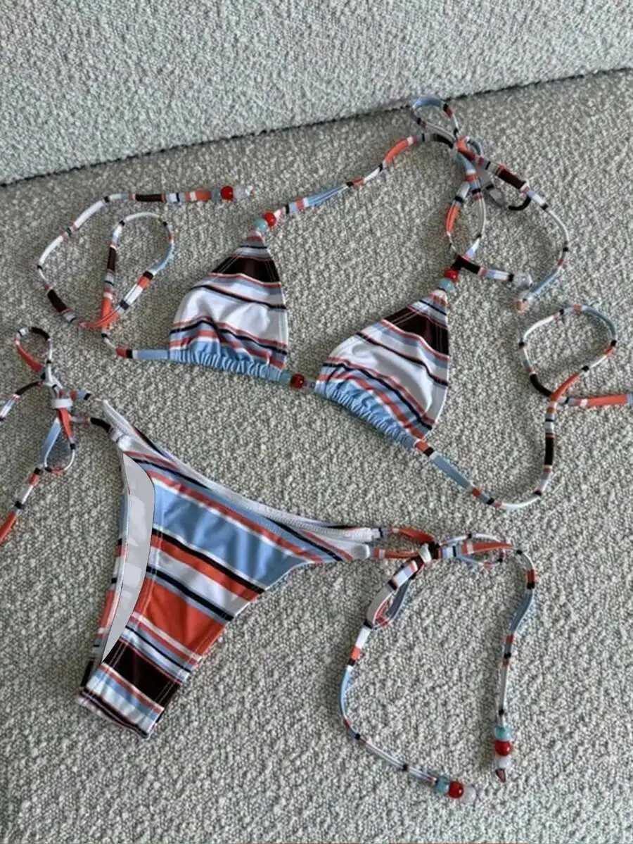 Womens Striped Print Bikini Bottom Beach Party Swimwear
Womens Striped Print Bikini Bottom Beach Party Swimwear
