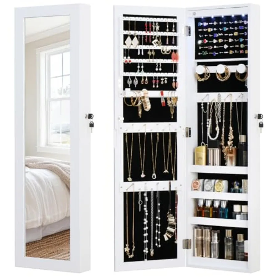 Full Length Mirror Jewelry Cabinet Organizer Lockable Door Wall-Mounted Jewelry Armoire with Shelves and Behind-the-Door Storag
Full Length Mirror Jewelry Cabinet Organizer Lockable Door Wall-Mounted Jewelry Armoire with Shelves and Behind-the-Door Storag