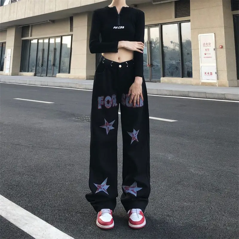 Hip Hop Vintage Printed Y2k Baggy Jeans Women American Style Streetwear Casual Trousers High Waist Wide Leg Women's New Pants
Hip Hop Vintage Printed Y2k Baggy Jeans Women American Style Streetwear Casual Trousers High Waist Wide Leg Women's New Pants