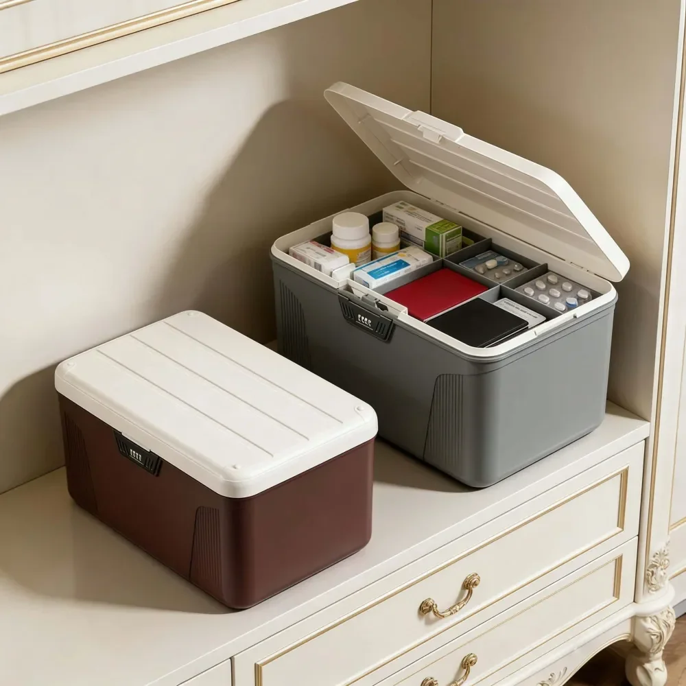 Storage Box With A Combination Lock, Thickened Plastic Storage Box, DoubleLayer LargeCapacity Document Storage Box, Practical M
Storage Box With A Combination Lock, Thickened Plastic Storage Box, DoubleLayer LargeCapacity Document Storage Box, Practical M