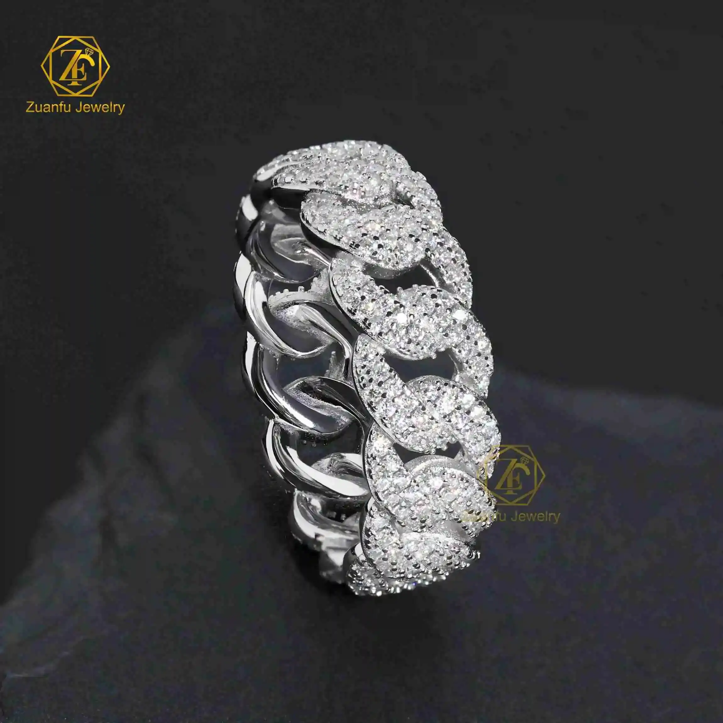 Hot Sale Hiphop Ring Jewelry Two Rows VVS Moissanite Cuban Ring 925 Silver Rapper Men Ring
Hot Sale Hiphop Ring Jewelry Two Rows VVS Moissanite Cuban Ring 925 Silver Rapper Men Ring
