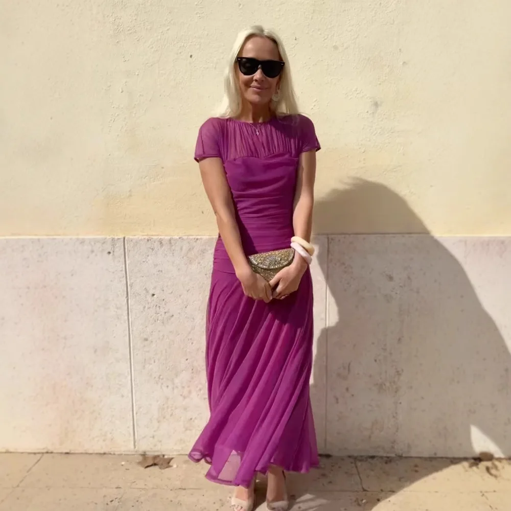 Spring Summer 2025 Mesh Round Neck Sheer Flowy Bodycon Pleated Dress Women Casual Party Beachwear Y2K Fashion Trendy
Spring Summer 2025 Mesh Round Neck Sheer Flowy Bodycon Pleated Dress Women Casual Party Beachwear Y2K Fashion Trendy