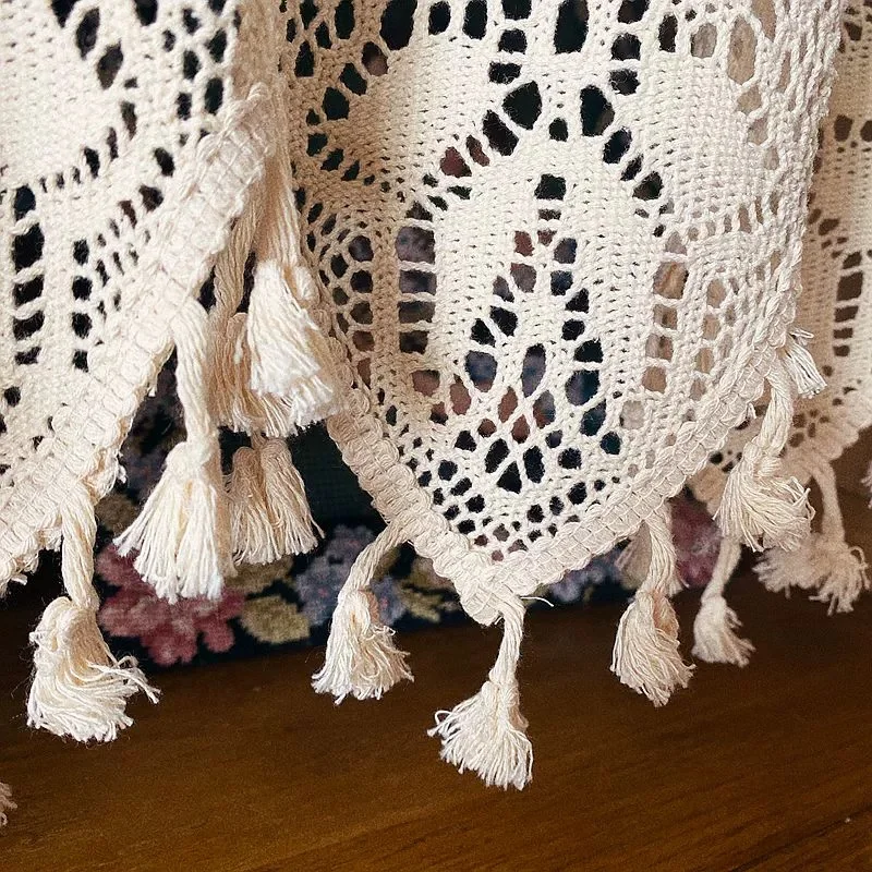 Handmade Cotton Linen Kitchen Short Curtains Crochet Lace Hollow Tassel Beige Valance Cafe Kitchen Door Window Drapes Curtain
Handmade Cotton Linen Kitchen Short Curtains Crochet Lace Hollow Tassel Beige Valance Cafe Kitchen Door Window Drapes Curtain